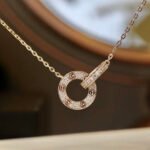 [Eternal Jewelry]LOVE 7.6MM NECKLACE ROSE GOLD AND SILVER  FULL DIAMOND - Image 3