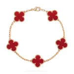 [Eternal Jewelry]CLOVER 5 MOTIFS RED AGATE  BRACELET - Image 11
