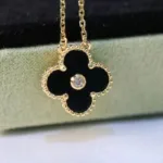 [Eternal Jewelry]CLOVER 15MM DIAMOND ONYX NECKLACE - Image 3