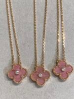 [Eternal Jewelry]CLOVER 15MM DIAMOND RHODONITE NECKLACE - Image 6