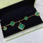 [Eternal Jewelry]MAGIC CLOVER MALACHITE GOLD BRACELET 5 MOTIFS - Image 3
