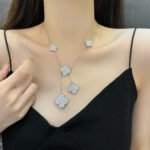 [Eternal Jewelry]CLOVER 5 MOTIFS SILVER DIAMONDS NECKLACE - Image 9