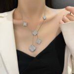 [Eternal Jewelry]CLOVER 5 MOTIFS SILVER DIAMONDS NECKLACE - Image 10