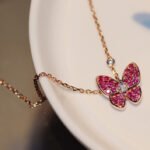 [Eternal Jewelry]BUTTERFLY RED DIAMOND ROSE GOLD NECKLACE