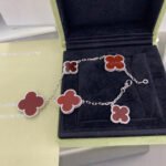 [Eternal Jewelry]CLOVER 5 MOTIFS SIVLER CARNELIAN BRACELET - Image 3