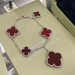 [Eternal Jewelry]CLOVER 5 MOTIFS SIVLER CARNELIAN BRACELET