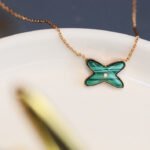 [Eternal Jewelry]JEUX MALACHITE 1 DIAMOND PINK GOLD NECKLACE