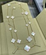 [Eternal Jewelry]CLOVER 16 MOTIF WHITE MOP GOLD NECKLACE - Image 4