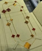 [Eternal Jewelry]CLOVER 16 MOTIF CARNELIAN TIGER EYE ROSE GOLD NECKLACE - Image 5