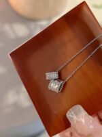 [Eternal Jewelry]PERLEE DOUBLE PENDANT SILVER DIAMOND NECKLACE - Image 4