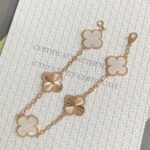 [Eternal Jewelry]CLOVER BRACELET 5 MOTIF WHITE MOP PINK GOLD - Image 5