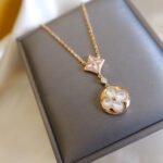 [Eternal Jewelry]STAR AND SUN WHITE MOP 2 MOTIF PINK GOLD NECKLACE