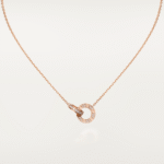 [Eternal Jewelry]LOVE 7.6MM NECKLACE ROSE GOLD AND SILVER  FULL DIAMOND - Image 2