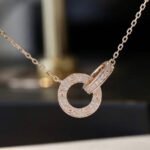 [Eternal Jewelry]LOVE 7.6MM NECKLACE ROSE GOLD AND SILVER  FULL DIAMOND - Image 5