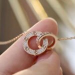 [Eternal Jewelry]LOVE 7.6MM NECKLACE ROSE GOLD AND SILVER  FULL DIAMOND - Image 6