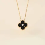 [Eternal Jewelry]CLOVER 15MM DIAMOND ONYX NECKLACE - Image 6