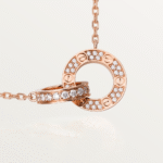 [Eternal Jewelry]LOVE 7.6MM NECKLACE ROSE GOLD AND SILVER  FULL DIAMOND