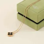 [Eternal Jewelry]CLOVER 15MM DIAMOND ONYX NECKLACE - Image 2