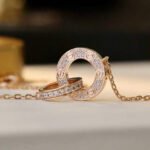 [Eternal Jewelry]LOVE 7.6MM NECKLACE ROSE GOLD AND SILVER  FULL DIAMOND - Image 4