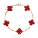 [Eternal Jewelry]CLOVER 5 MOTIFS RED AGATE  BRACELET - Image 2