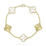 [Eternal Jewelry]CLOVER BRACELET 5 MOTIF WHITE MOP PINK GOLD - Image 2