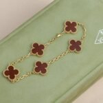[Eternal Jewelry]CLOVER 5 MOTIFS RED AGATE  BRACELET - Image 3