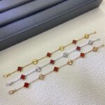 [Eternal Jewelry]CLOVER 6 MOTIF RED AGATE LASER BRACELET - Image 2