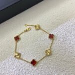 [Eternal Jewelry]CLOVER 6 MOTIF RED AGATE LASER BRACELET - Image 3