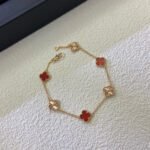 [Eternal Jewelry]CLOVER 6 MOTIF RED AGATE LASER BRACELET - Image 4
