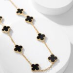 [Eternal Jewelry]CLOVER 10 MOTIFS ONYX NECKLACE - Image 6