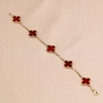 [Eternal Jewelry]CLOVER 5 MOTIFS RED AGATE  BRACELET - Image 12