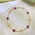 [Eternal Jewelry]CLOVER 10 MOTIFS  PURPLE VIOLET DIAMOND NECKLACE - Image 2