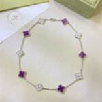 [Eternal Jewelry]CLOVER 10 MOTIFS  PURPLE VIOLET DIAMOND NECKLACE - Image 3