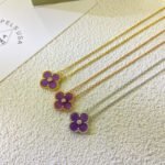 [Eternal Jewelry]CLOVER 15MM DIAMOND  PURPLE VIOLET NECKLACE - Image 2