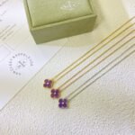 [Eternal Jewelry]CLOVER 15MM DIAMOND  PURPLE VIOLET NECKLACE - Image 3