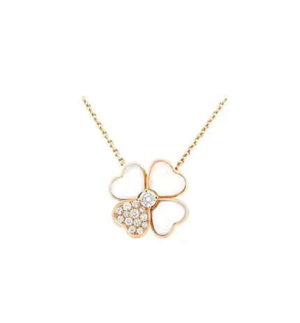 [Eternal Jewelry]CLOVER MOP DIAMOND ROSE GOLD NECKLACE