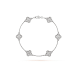 [Eternal Jewelry]CLOVER 6 MOTIF SILVER DIAMOND BRACELET