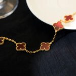 [Eternal Jewelry]CLOVER 5 MOTIFS RED AGATE  BRACELET - Image 4