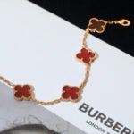 [Eternal Jewelry]CLOVER 5 MOTIFS RED AGATE  BRACELET - Image 5