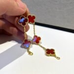 [Eternal Jewelry]CLOVER 5 MOTIFS RED AGATE  BRACELET - Image 7
