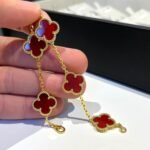 [Eternal Jewelry]CLOVER 5 MOTIFS RED AGATE  BRACELET - Image 9