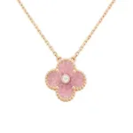 [Eternal Jewelry]CLOVER 15MM DIAMOND RHODONITE NECKLACE - Image 2