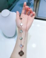 [Eternal Jewelry]COMBINED BRACELET 5 MOTIFS AND NECKLACE DARK MOP ROSE GOLD - Image 2